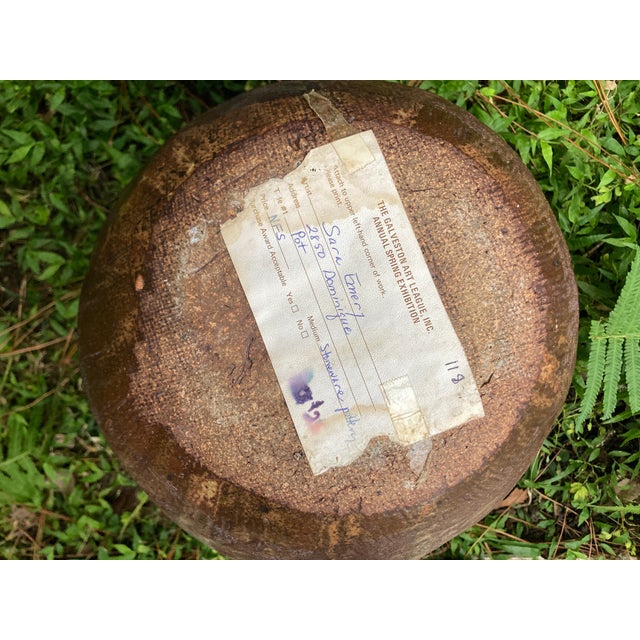 Original Hand-Thrown 1980s Stunning Clay Vessel Dramatic Brutalist Texture - Signed by Galveston Artist For Sale - Image 10 of 13