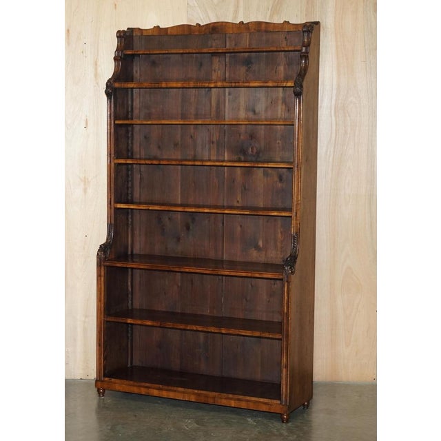 Hollywood Regency Tall Regency Hardwood Waterfall Bookcases, Set of 2 For Sale - Image 3 of 18