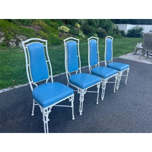 Metal White Chinese Chippendale Bamboo Patio Set by Kessler For Sale - Image 7 of 18