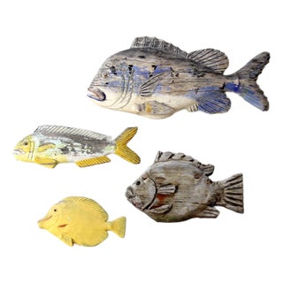 Vintage Carved Fish Wall Art Collection For Sale