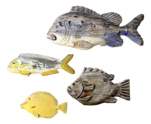 Vintage Carved Fish Wall Art Collection