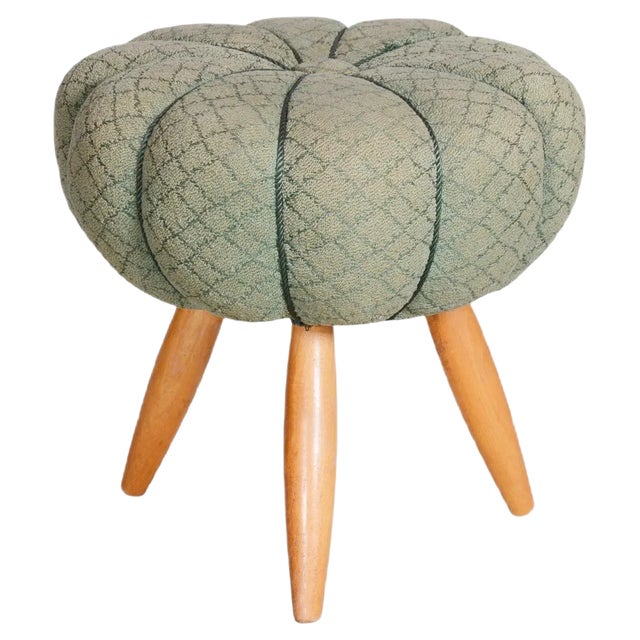 Mid-Century Green Beech Stool, 1950s For Sale