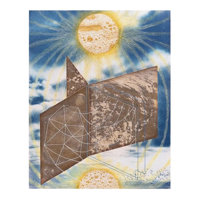 Surrealist Watercolor and Bleached, Toned Traditional Cyanotype, "Nimble Articulation" For Sale