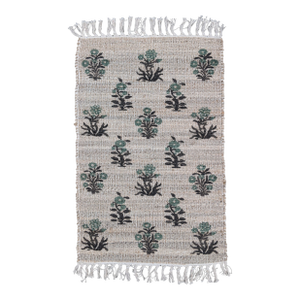 Cottage Botanical Flowers Jute Rug