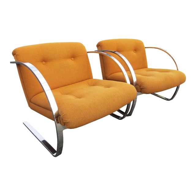 Vintage Brueton Arc Cantilever Lounge Chairs by Charles Gibilterra - a Pair For Sale
