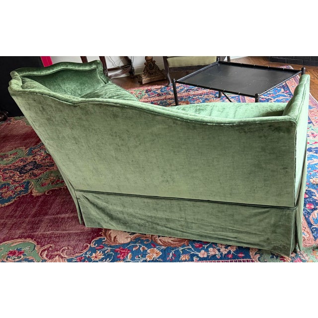Baker Furniture Crushed Emerald Velvet Corner Conversation Sofa For Sale - Image 12 of 12