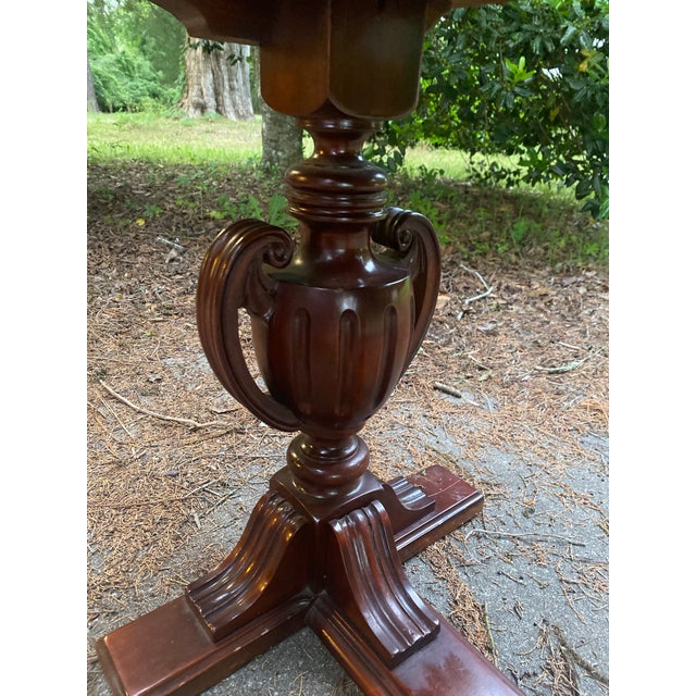 Antique French Style Walnut Flip Top Game Table | Carved Pedestal Console Table | Renaissance Revival Sofa Table | Burl Walnut Entry Table For Sale - Image 9 of 13