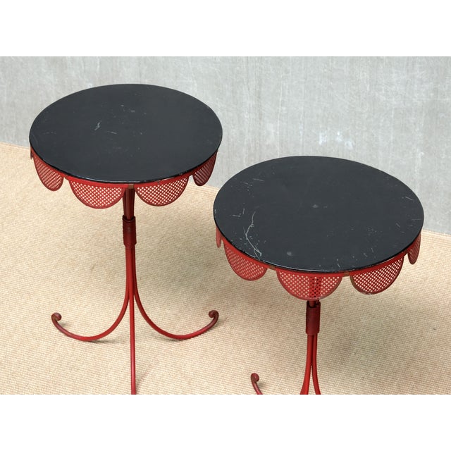 Black French Red and Black Tripod Gueridon Tables in the style of Emilio Terry, 1950s, Set of 2 For Sale - Image 8 of 14