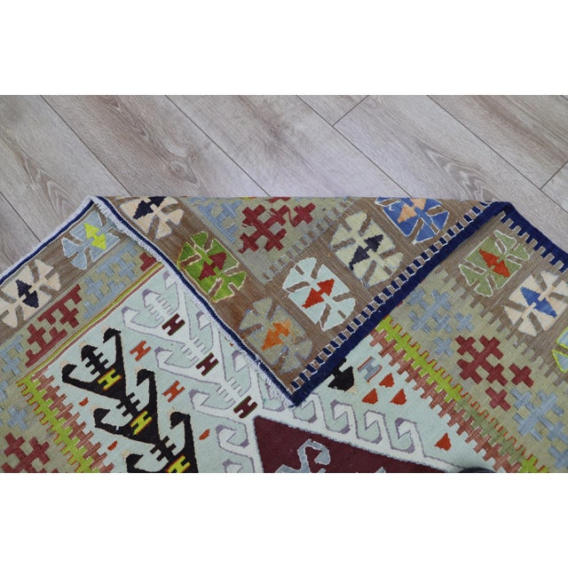 1970s Tribal Style Handmade Oushak Kilim Rug For Sale - Image 9 of 10