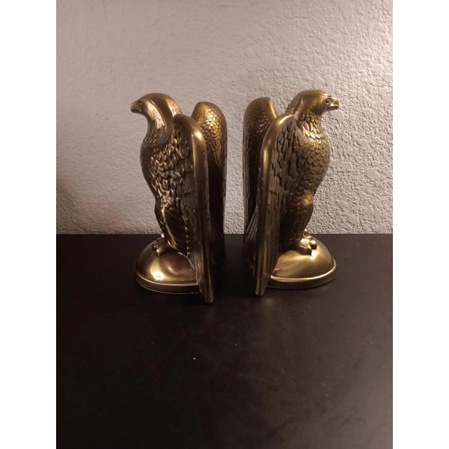 1980s Pm Craftsman Usa Solid Brass Soaring Eagle Bookends - A Pair For Sale - Image 4 of 8