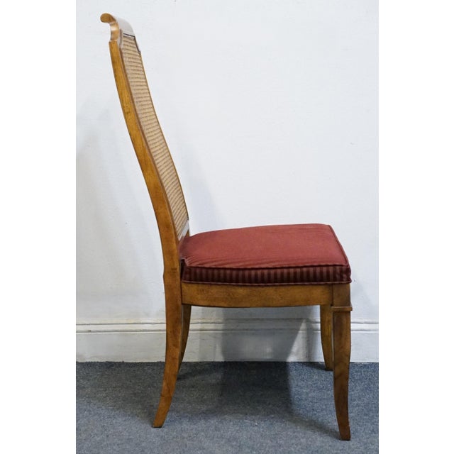 Wood Drexel Heritage Solid Pecan Italian Style Cane Back Dining Side Chair For Sale - Image 7 of 10