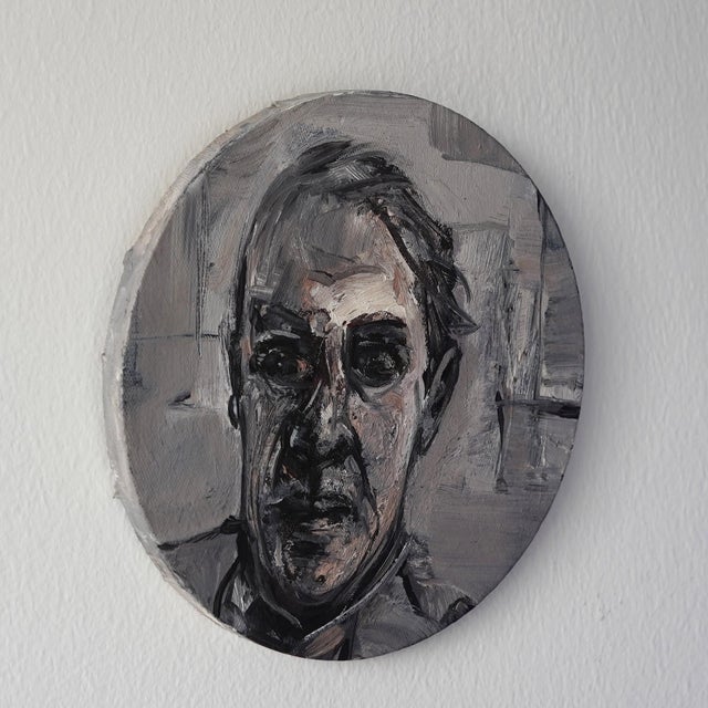 Late 20th Century Late 20th Century Original Circle Portrait Painting For Sale - Image 5 of 11