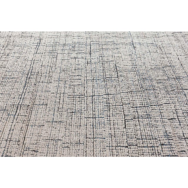 Modern Moroccan High-Low Wool Rug with Abstract Grid Design Size: 13'0" × 14'5" (396 × 439 cm) Color: Beige, Gray This...