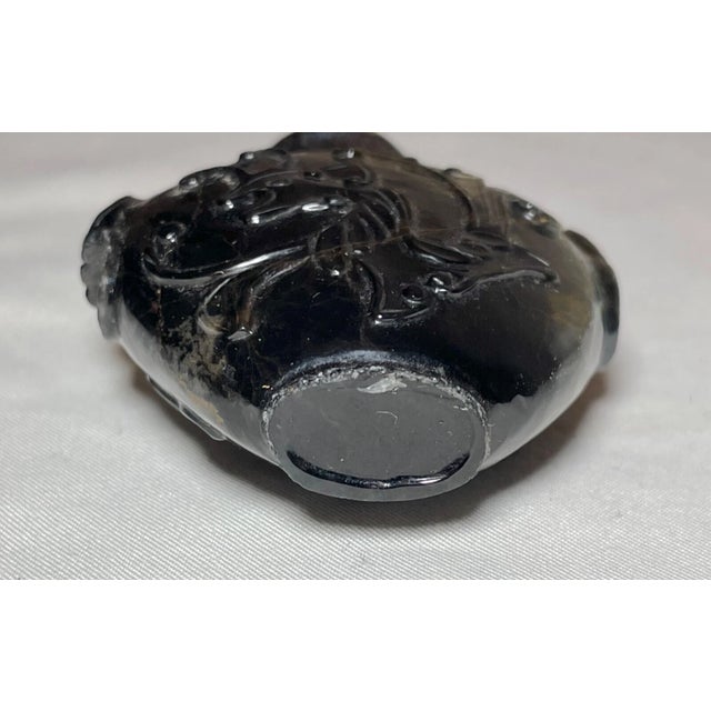Antique Chinese Hand Carved Tigers Eye Stone Snuff Bottle Jar Sculpture Trinket For Sale - Image 10 of 14