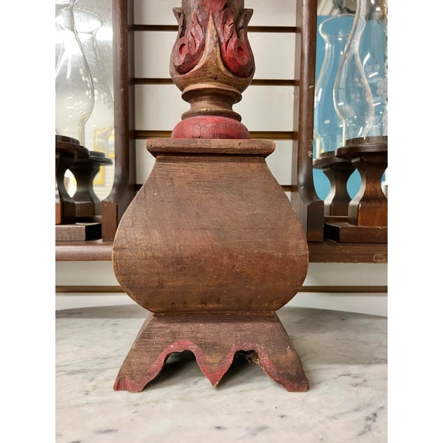 Vintage Carved Wood Altar Stick Candle Holder For Sale In West Palm - Image 6 of 10