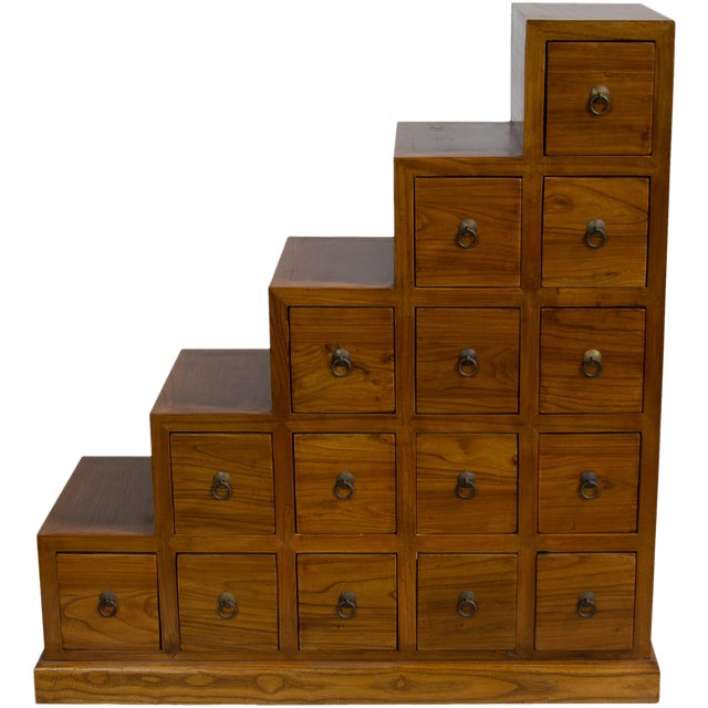 Reclaimed Wood Tansu Japanese Style Step Chest Chairish