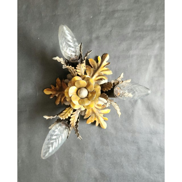 Vintage Florentine Silver-Plated and Gold-Plated 3-Light Ceiling or Wall Lamp from Banci Firenze, Italy, 1960s For Sale - Image 7 of 18