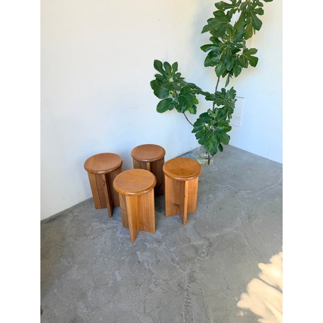 Vintage Oak Stools, 1950s, Set of 4 For Sale - Image 14 of 18