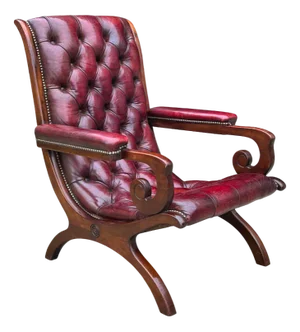 20th Century Burgundy Red Leather Slipper Armchair, 1910s