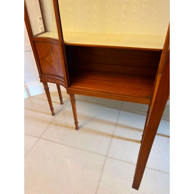 Antique Victorian Satinwood Inlaid Bow Front Display Cabinet, 1890 For Sale - Image 10 of 18