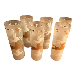 1980s Vintage Horse Highball Glasses- Set of 6