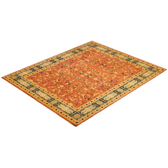 Orange Vintage Moroccan Hand Knotted Wool Area Rug, Orange - 8'1" X 9'10" For Sale - Image 8 of 9