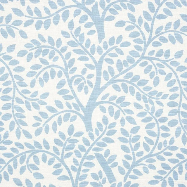 Contemporary Sample - Schumacher Temple Garden II Fabric in Sky on Ivory For Sale - Image 3 of 5