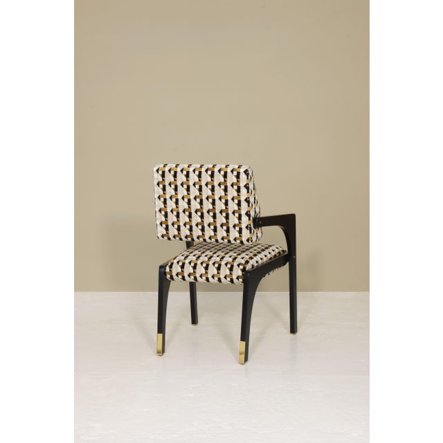 Arches Dining Chair in Geometric Velvet from Insidherland For Sale - Image 4 of 8