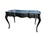 French Provincial Vintage Drexel Heritage Et Cetera Louis XV French Provincial Black Lacquer Writing Desk With Tooled Leather Top | Bureau Plat Executive Desk For Sale - Image 3 of 17