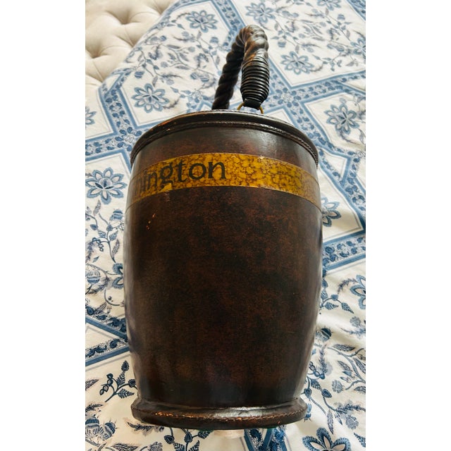 Brown 1970s Maitland Smith Leather Fire Bucket For Sale - Image 8 of 8