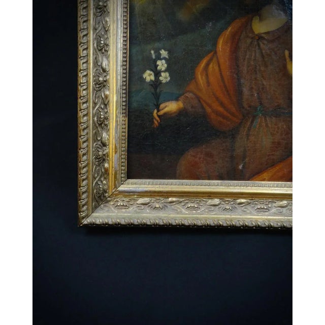French School Artist, Saint Joseph Holding a Lily, Oil on Canvas, 18th Century, Framed For Sale - Image 5 of 15