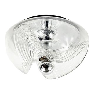 1970s Large Mid-Century/Space Age Glass "Wave" Flush Mount by Koch & Lowy for Peill & Putzler, Germany - 1 of 2 For Sale