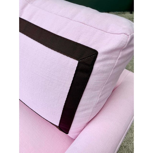 C.R. Laine Furniture Vintage Cr Laine Three Seat Sofa in Romo “Linara Rosewater” With Samuel and Sons Trim For Sale - Image 4 of 12