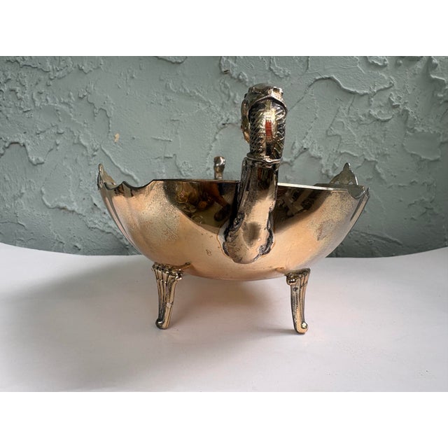Vintage Silver-Plated Footed Jardiniere Centerpiece Bowl With Dragon Handles and Fleur-De-Lis Mounts For Sale - Image 10 of 12