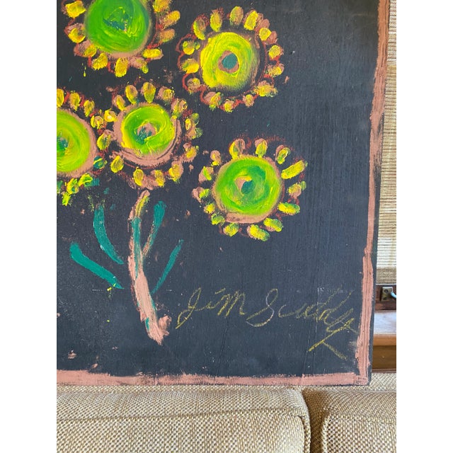 1990s Folk Art Floral Still Life Painting by Jimmy Lee Sudduth For Sale - Image 4 of 13