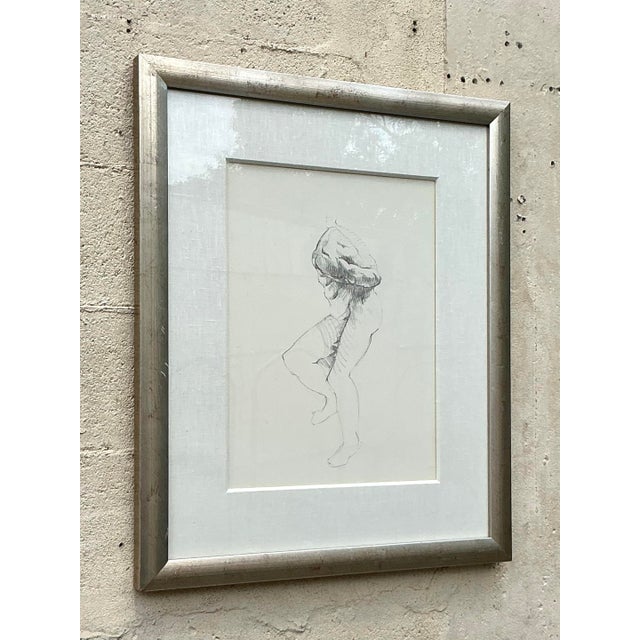 Late 20th Century Vintage Boho Original Sketch of Man For Sale - Image 5 of 6