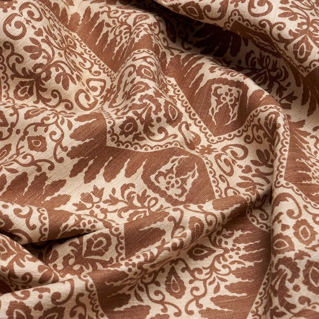 2020s SAMPLE - Schumacher Berkeley Hand Printed Silk Fabric In Chestnut For Sale - Image 5 of 6