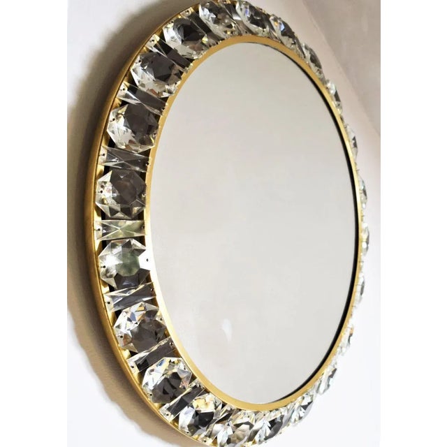 Pure luxury: the largest illuminated mirror manufactured by Bakalowits - solid brass, large hand-cut crystals, 6...