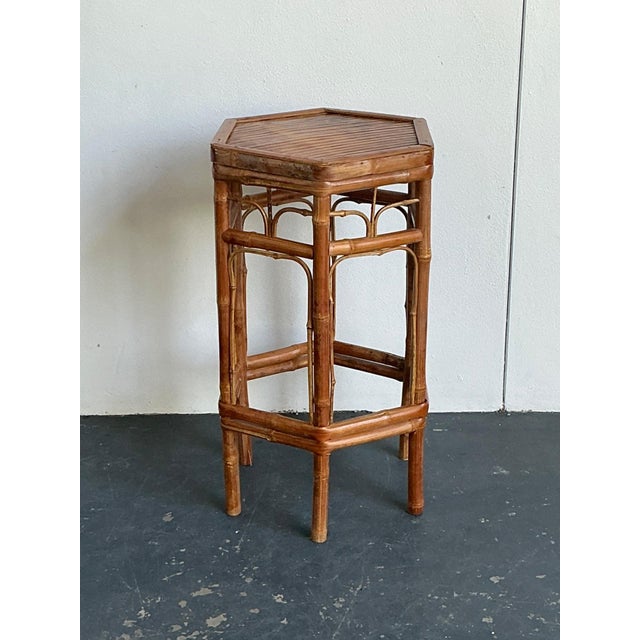 Vintage Bamboo Hexagonal Plant Stand For Sale In West Palm - Image 6 of 14