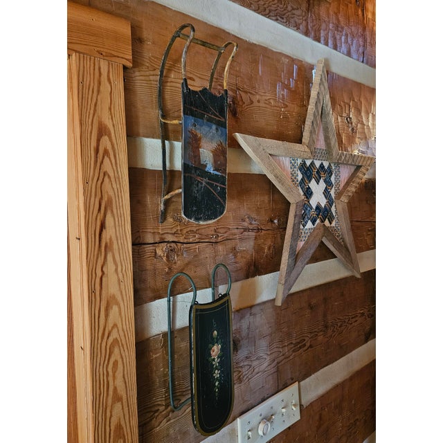 Antique Hand Painted Salesman Sample Wooden Sled For Sale - Image 4 of 15