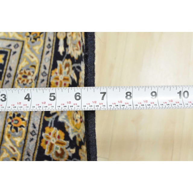 Kashan Rug 10'1'' X 13'7'' Blue Wool Vintage Traditional Hand-Knotted Carpet For Sale - Image 11 of 12