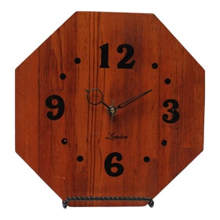 Vintage Staved Walnut Octagonal Wall Clock For Sale