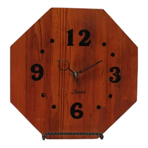 Vintage Staved Walnut Octagonal Wall Clock