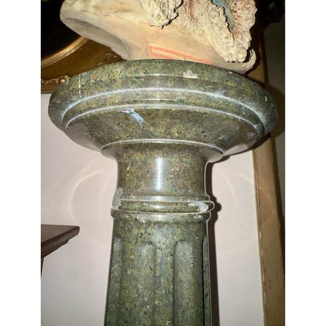 Stone 19th-Century Green Italian Marble Pedestal For Sale - Image 7 of 7