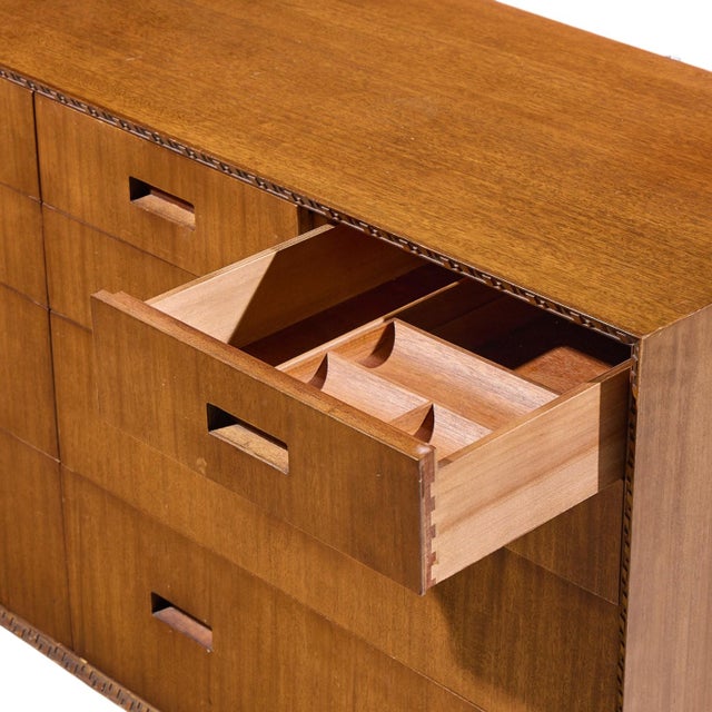 Wood Frank Lloyd Wright for Henredon Taliesin Mid Century 10 Drawer Mahogany Lowboy Dresser For Sale - Image 7 of 12