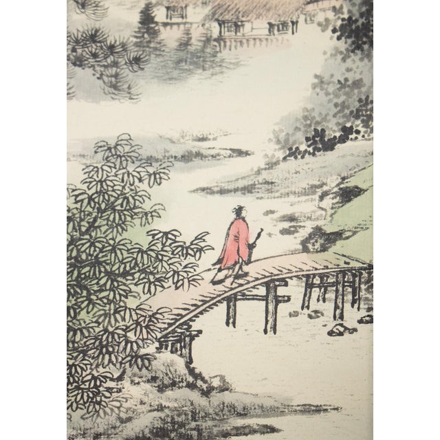 Heisei Era Japanese Monochrome Landscape Printed Scroll - A Pair For Sale - Image 11 of 18