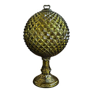 Vintage Westmoreland Tooth Emerald Green Compote Design Lamp For Sale