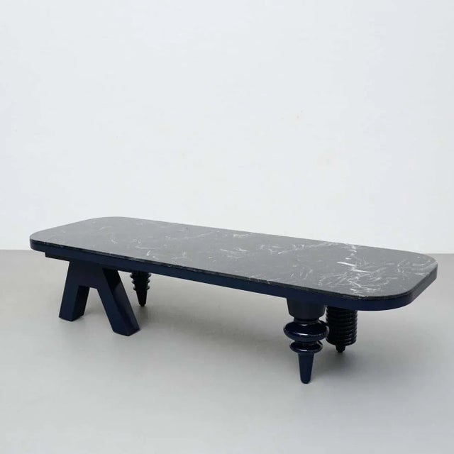 Black and Blue Marble Multileg Low Table by Jaime Hayon attributed to Bd Barcelona, 2016 For Sale - Image 9 of 13