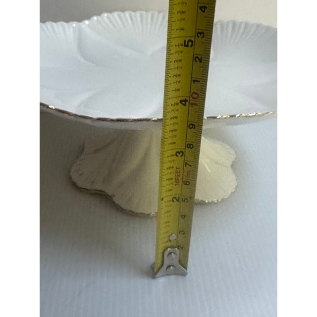 1940s Vintage Shelley England Dainty Regency Pedestal Compote/Cake White With Gold Trim For Sale - Image 5 of 18