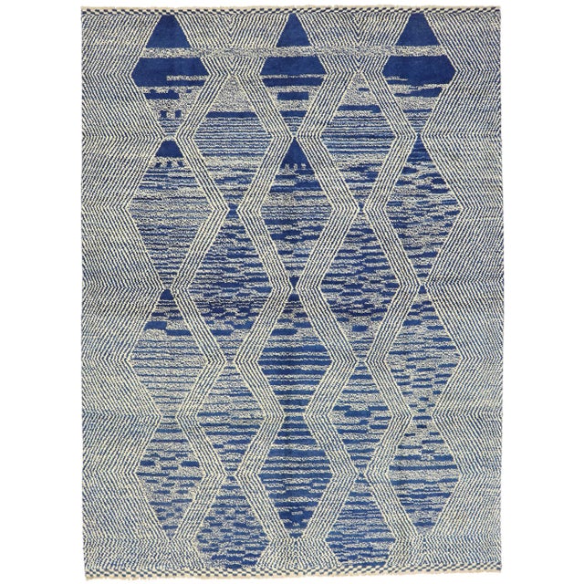 Modern Blue Moroccan Area Rug - 10'05 x 14'01 For Sale - Image 10 of 10